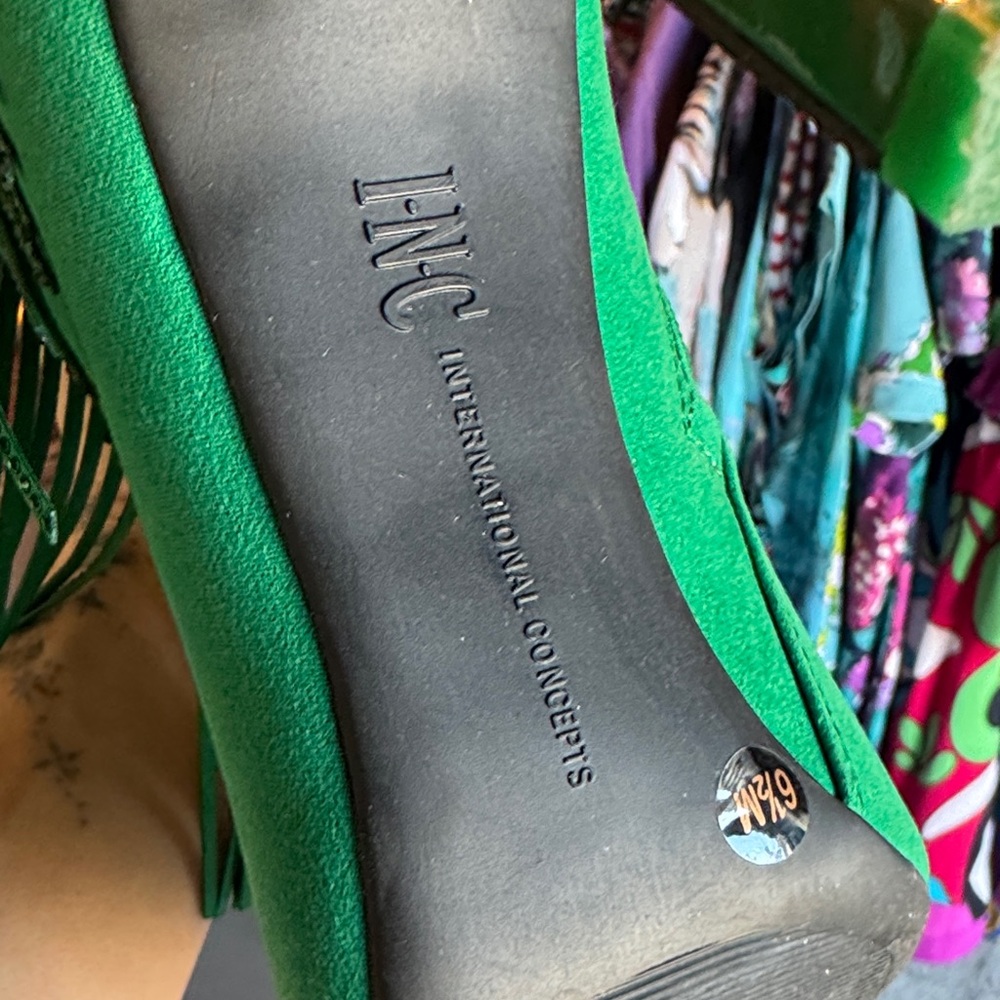 INC Emerald Rhinestone Fringe Stiletto Knee-High Boots - NWB! - Picture 8 of 8